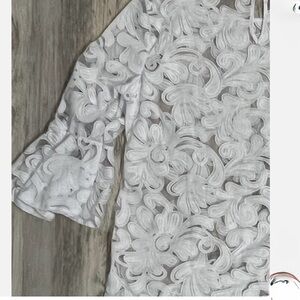 NY Collection Women’s Elegant White Lace Women Top